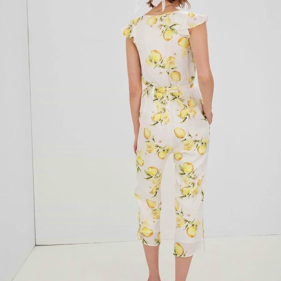 For Love and Lemons Limonada Lemon print crop rayon Jumpsuit size XS vacation - Picture 7 of 8